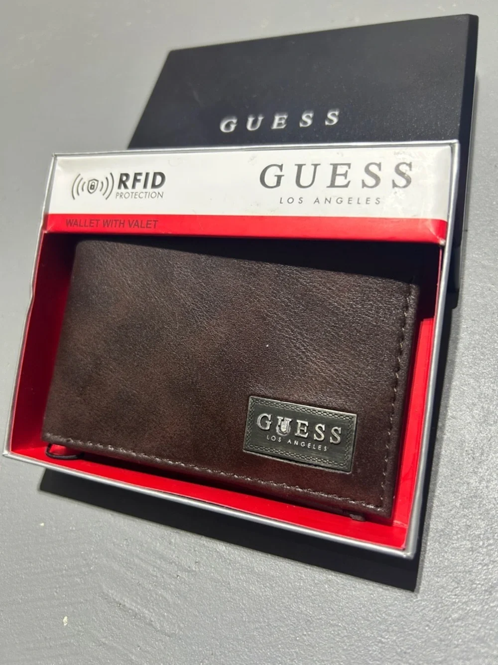 (NEW) Guess Brown Leather Wallet with RFID Protection